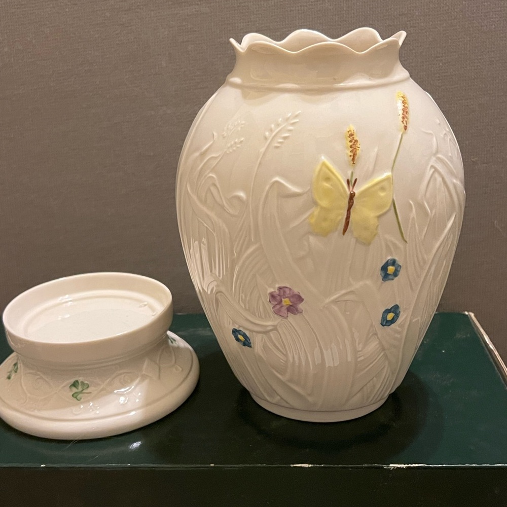 Belleek Floral Embossed Ceramic candelabra